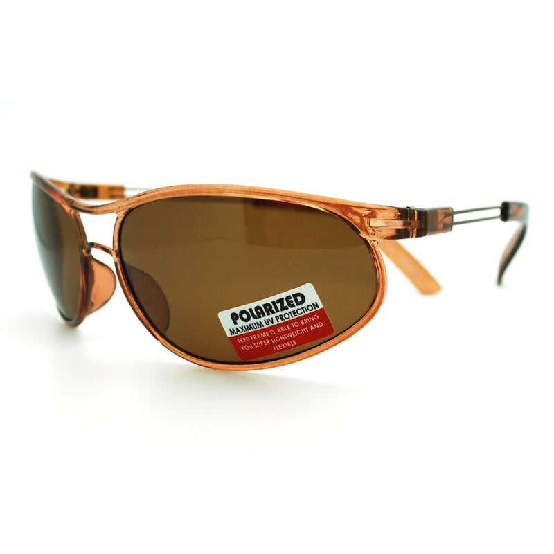 Indestructible TR90 Frame Polarized Lens Sporty Aviator Style Sunglasses Grey