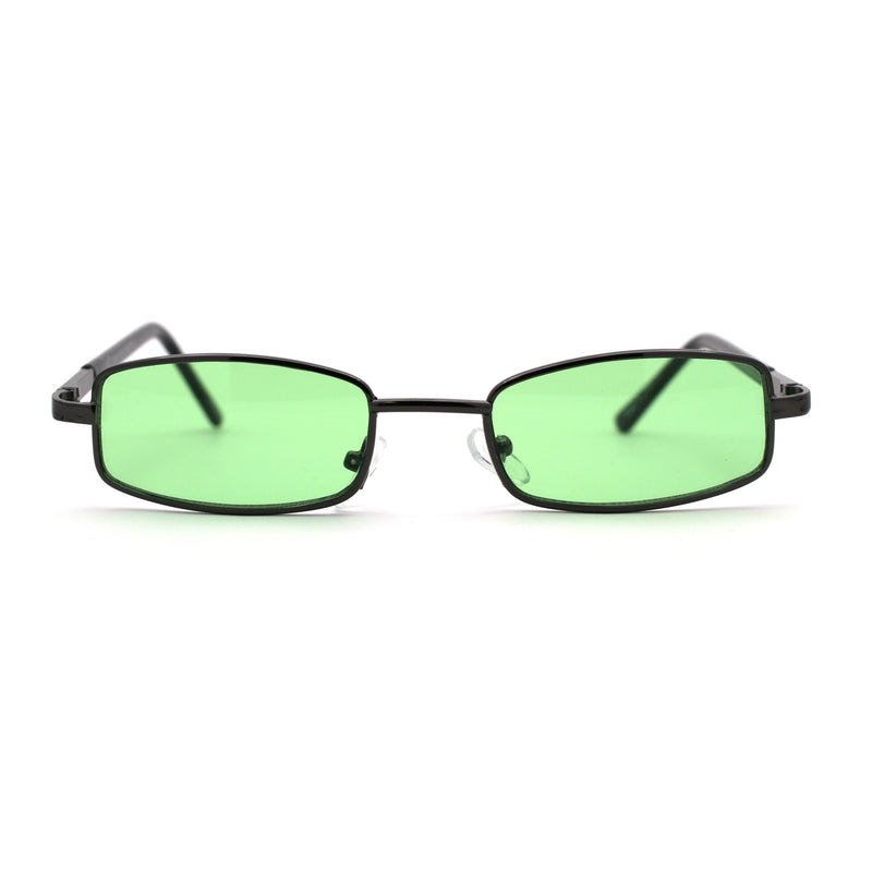 SA106 Snug Fit Small Mens Rectangular Metal Rim Classic Color Lens Sunglasses