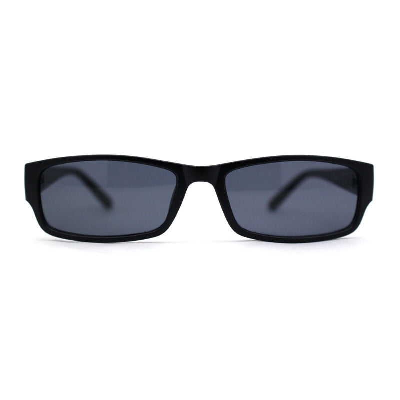 Mens Small Face Snug Fit Rectangular Plastic Frame Sunglasses