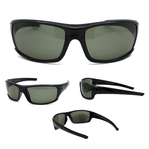 Mens Green Tempered Glass Lens Warp Biker Sport Sunglasses