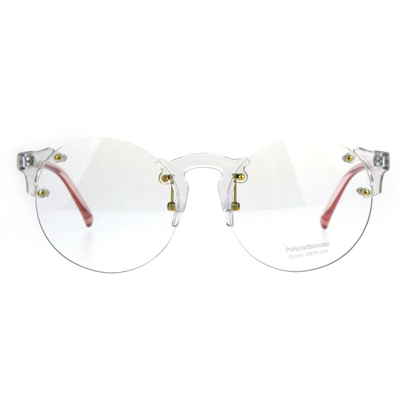 Unique Rimless Round Circle Clear Lens Eye Glasses