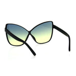 Womens Oceanic Gradient Lens Oversize Cat Eye Retro Sunglasses Black Blue Yellow