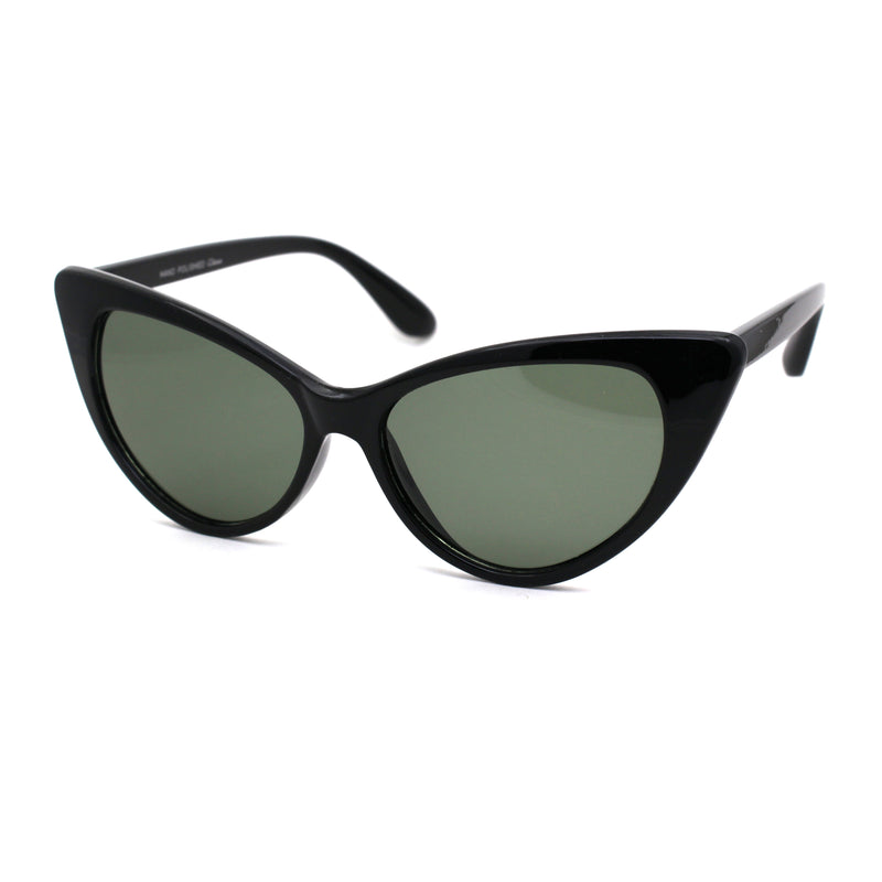 Womens Green Tempered Glass Lens Cat Eye Retro Sunglasses