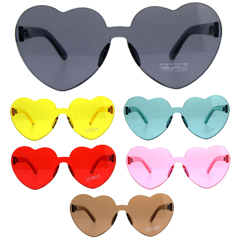 Womens Heart Shape Rimless Hippie Groove Valentine Sunglasses