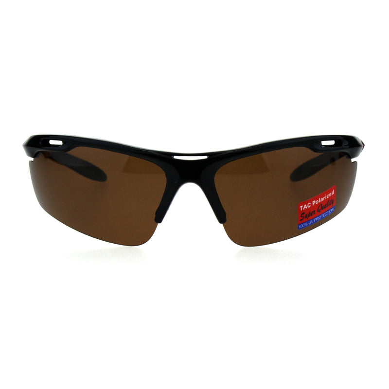 Polarized Antiglare Mens Runners Half Rim Sport Light Weight Sunglasses