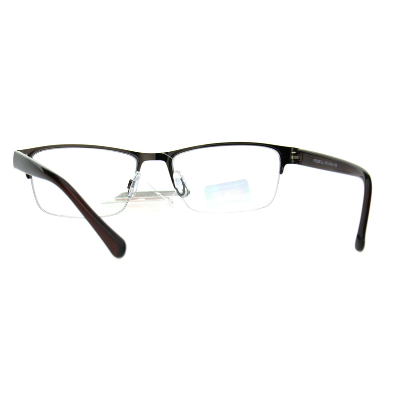 Mens Half Metal Rim Rectangular Multi 3 Power Focus Progressive Reading Glasses