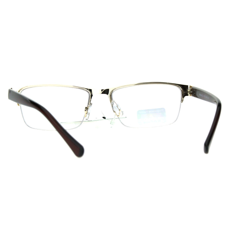 Mens Half Metal Rim Rectangular Multi 3 Power Focus Progressive Reading Glasses