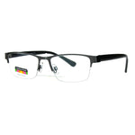 Mens Half Metal Rim Rectangular Multi 3 Power Focus Progressive Reading Glasses