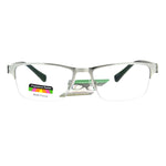 Mens Half Metal Rim Rectangular Multi 3 Power Focus Progressive Reading Glasses