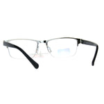 Mens Half Metal Rim Rectangular Multi 3 Power Focus Progressive Reading Glasses