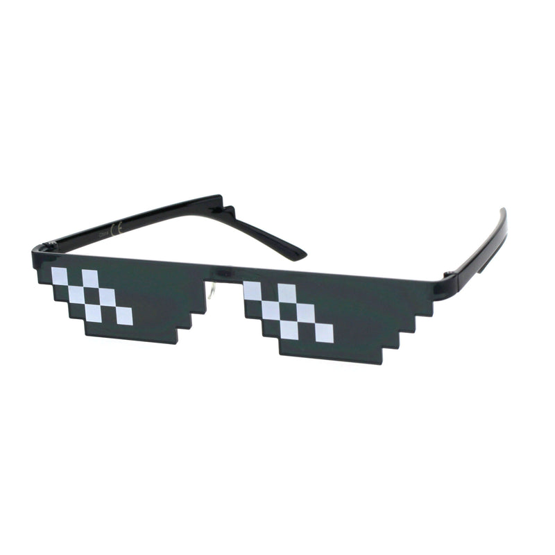 Flat Top Narrow Cat Eye Pixel Funky Party Shade Rimless Shield Sunglasses