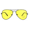Mens Yellow Color Mirror Metal Rim Pilots Officer Sunglasses