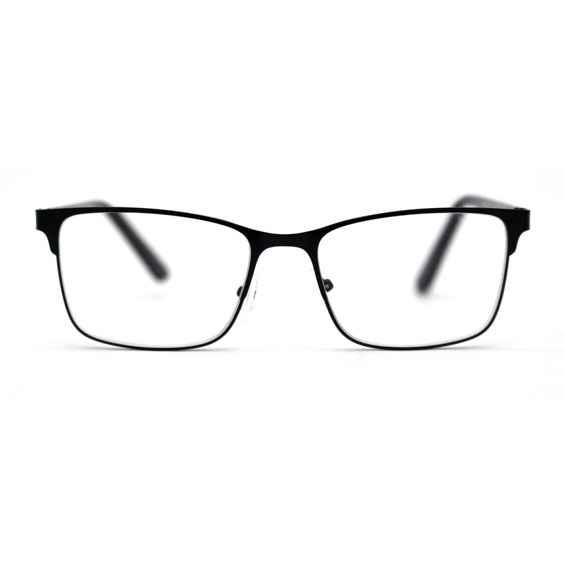 Mens Metal Half Rim Rectangular Reading Glasses
