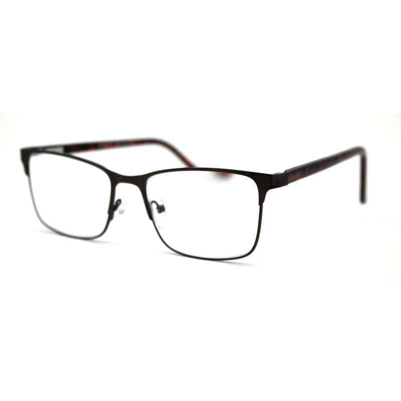 Mens Metal Half Rim Rectangular Reading Glasses
