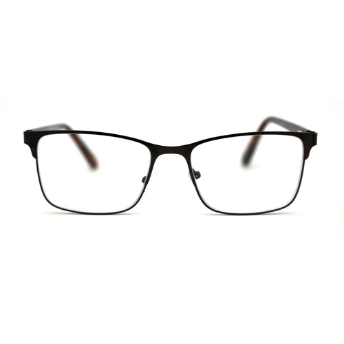 Mens Metal Half Rim Rectangular Reading Glasses