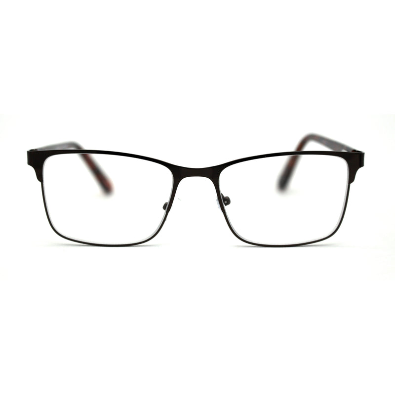 Mens Metal Half Rim Rectangular Reading Glasses