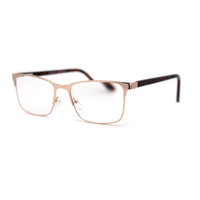 Mens Metal Half Rim Rectangular Reading Glasses