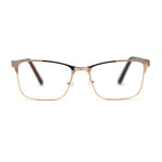 Mens Metal Half Rim Rectangular Reading Glasses