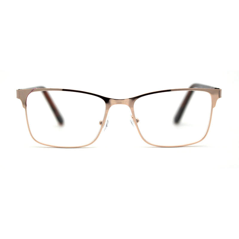 Mens Metal Half Rim Rectangular Reading Glasses