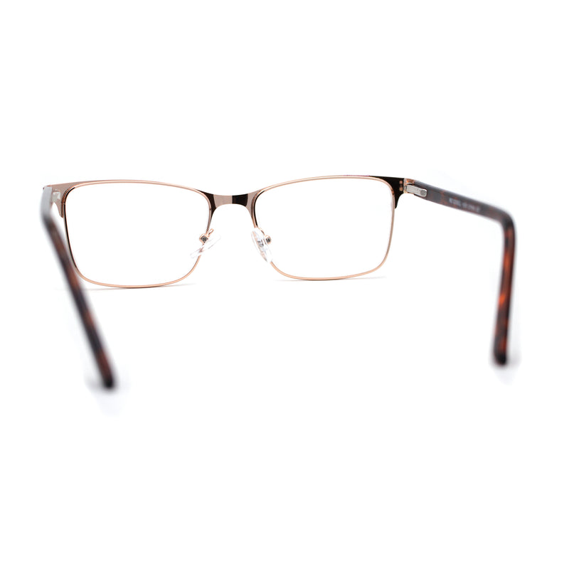 Mens Metal Half Rim Rectangular Reading Glasses