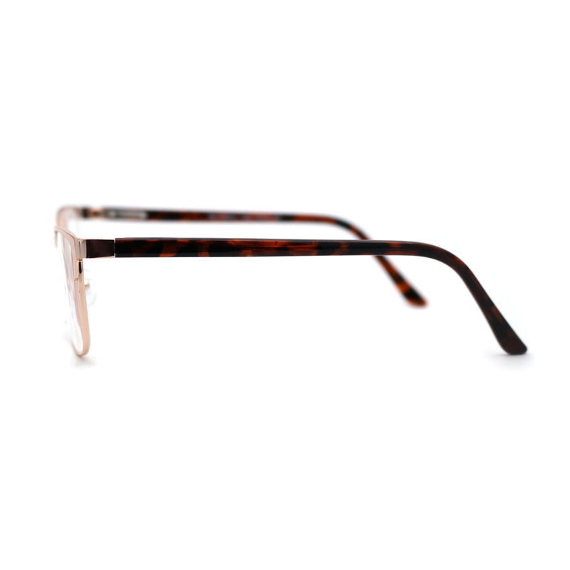 Mens Metal Half Rim Rectangular Reading Glasses