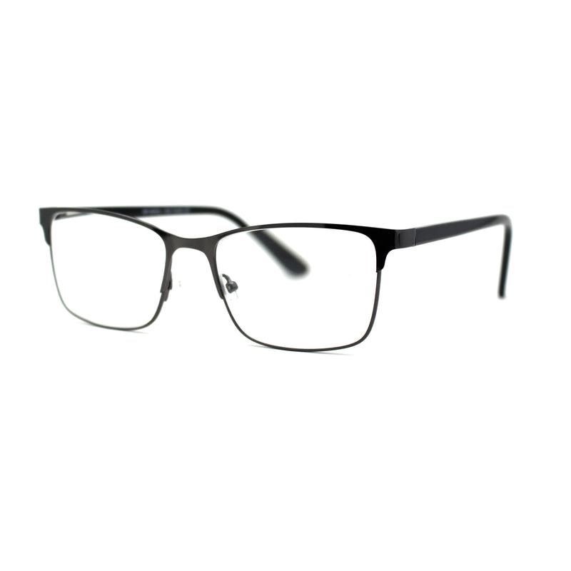 Mens Metal Half Rim Rectangular Reading Glasses