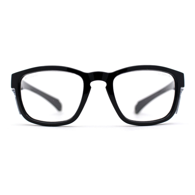 SA106 AP Z87+U6 Safety Lens Visor Horn Rim Magnifying Black Reading Glasses +1.0