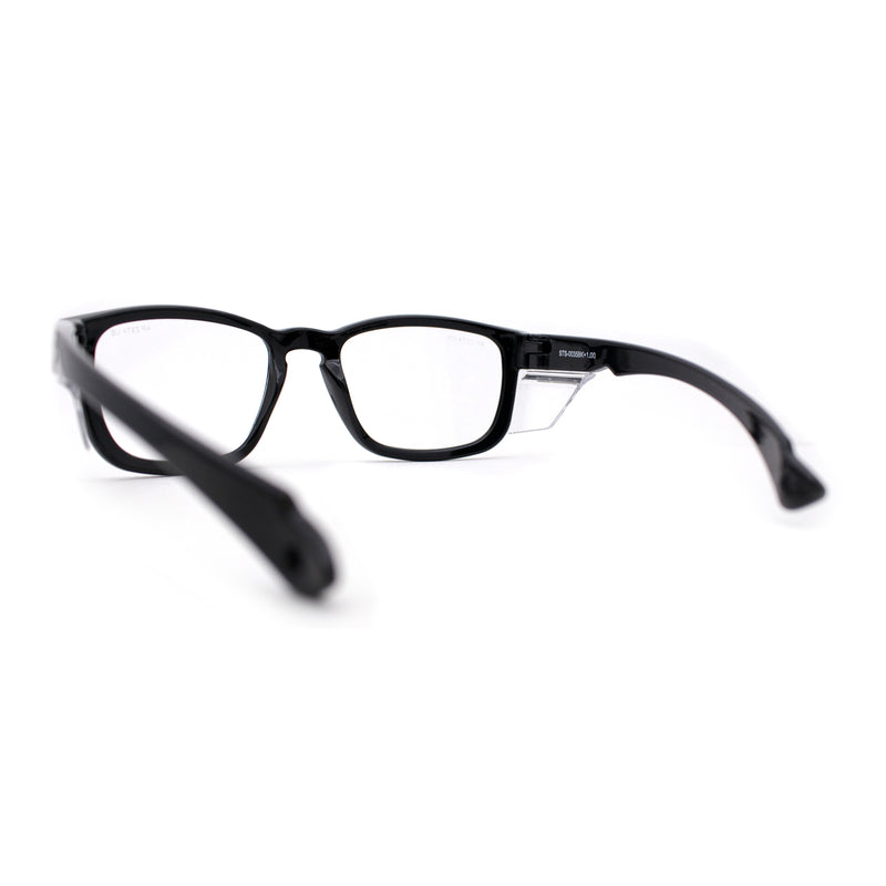 SA106 AP Z87+U6 Safety Lens Visor Horn Rim Magnifying Black Reading Glasses +1.0