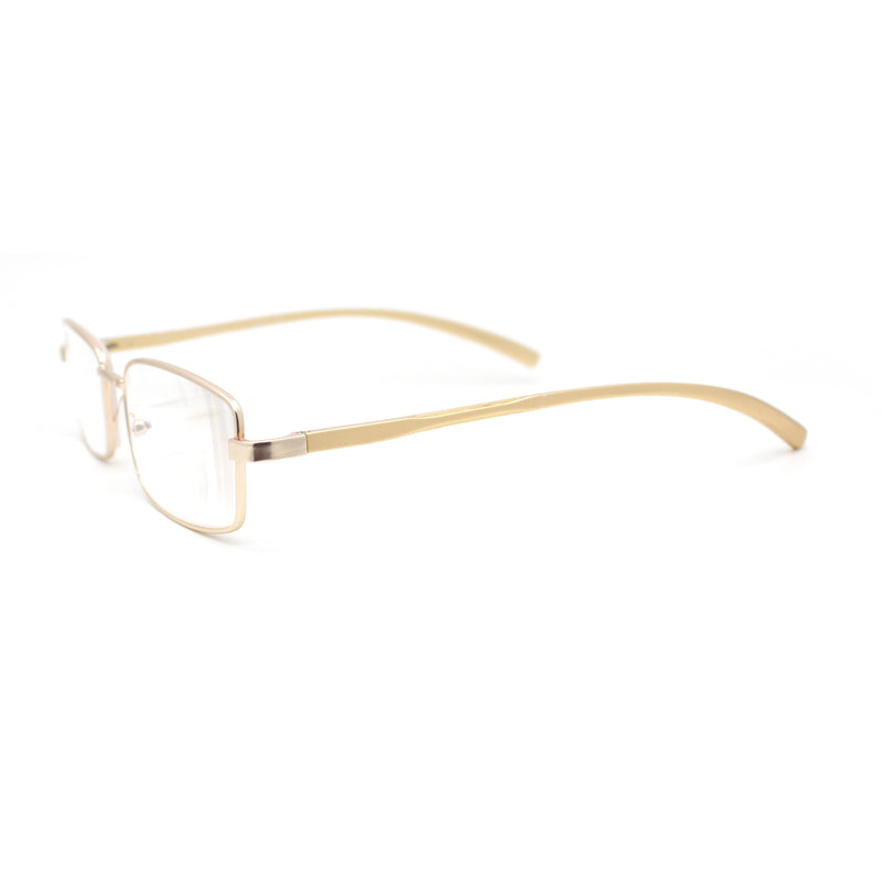 Classic Metal Rim and Arm Narrow Rectangle Reading Glasses