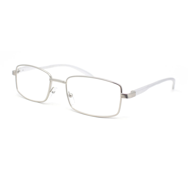 Classic Metal Rim and Arm Narrow Rectangle Reading Glasses