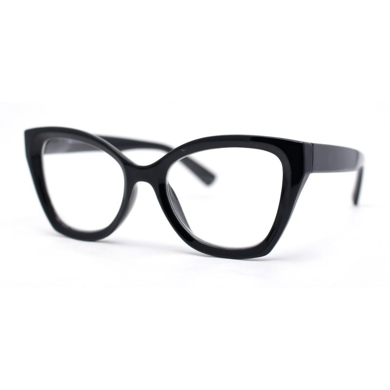 Womens Classy Oversized Thick Plastic Cat Eye Reading Glasses