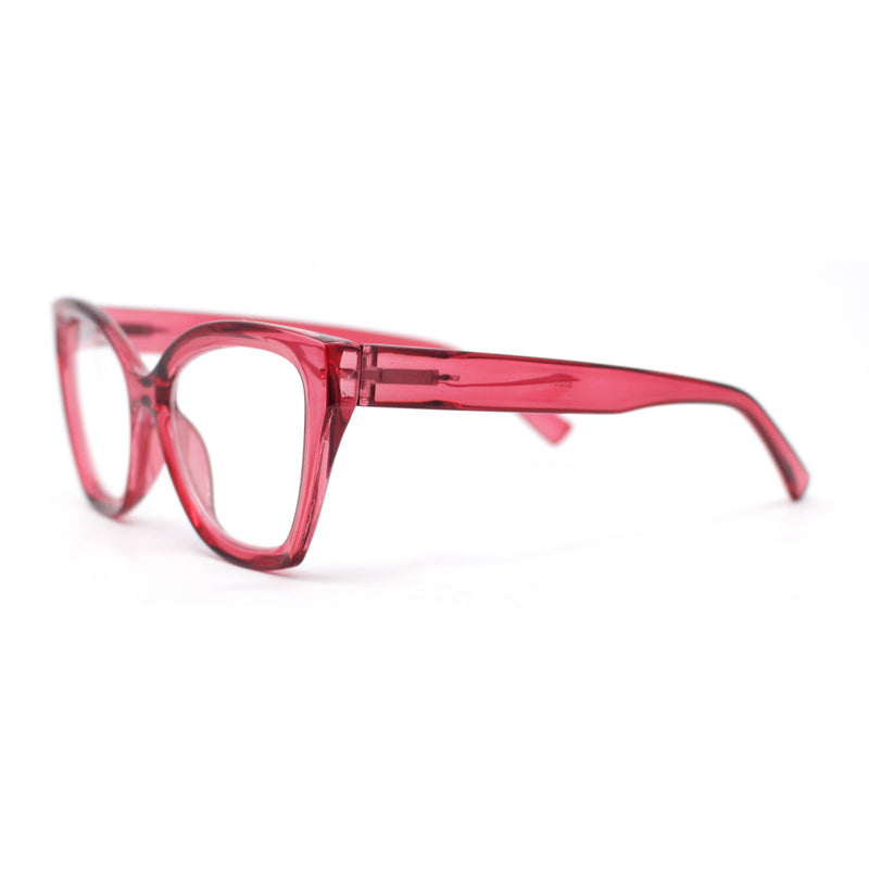 Womens Classy Oversized Thick Plastic Cat Eye Reading Glasses