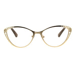 Womens Metal Rim Cat Eye Diecut Deco Powered Reading Glasses