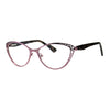 Womens Metal Rim Cat Eye Diecut Deco Powered Reading Glasses