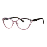 Womens Metal Rim Cat Eye Diecut Deco Powered Reading Glasses