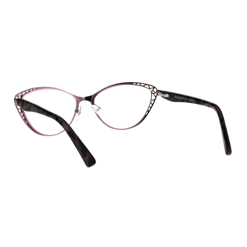 Womens Metal Rim Cat Eye Diecut Deco Powered Reading Glasses