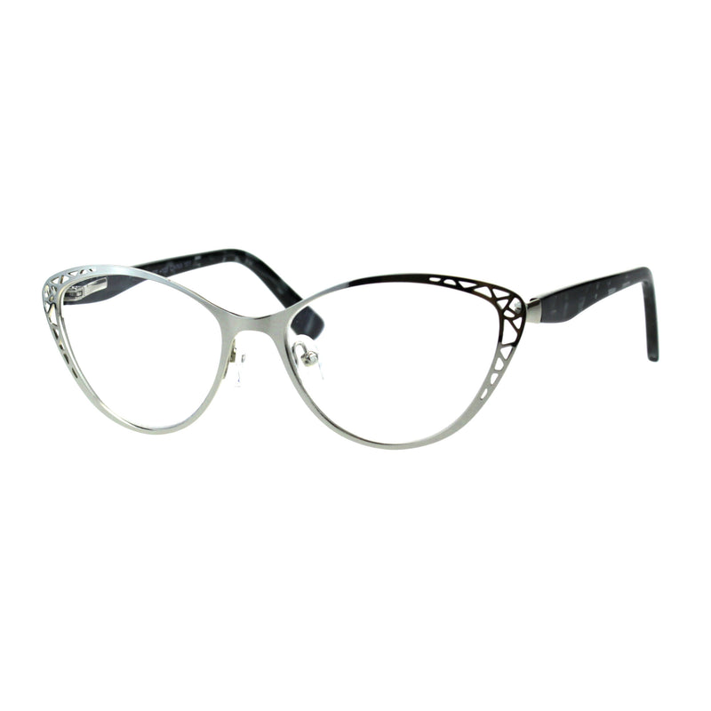 Womens Metal Rim Cat Eye Diecut Deco Powered Reading Glasses