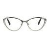 Womens Metal Rim Cat Eye Diecut Deco Powered Reading Glasses