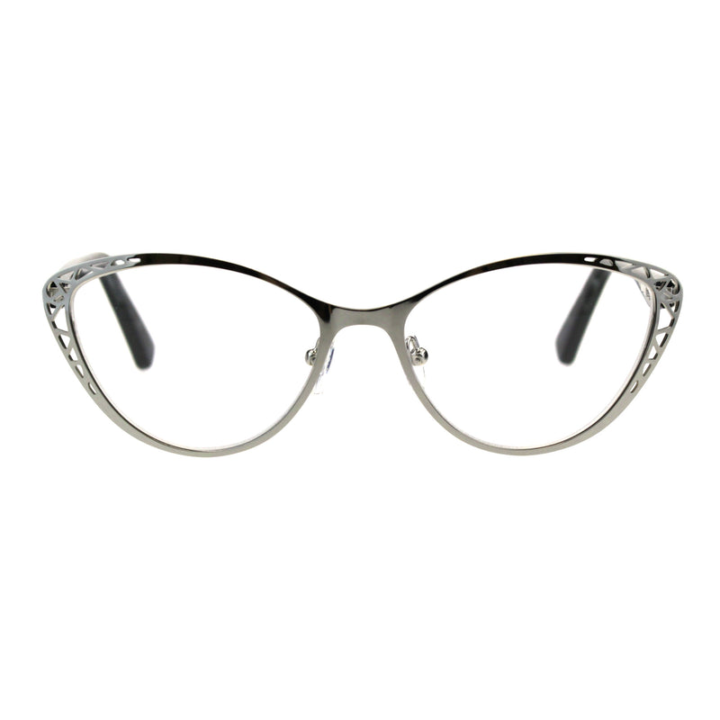 Womens Metal Rim Cat Eye Diecut Deco Powered Reading Glasses