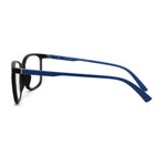 Unisex Thin Plastic Horn Rim Rectangle Bi-focal Reading Glasses