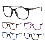 Unisex Thin Plastic Horn Rim Rectangle Bi-focal Reading Glasses