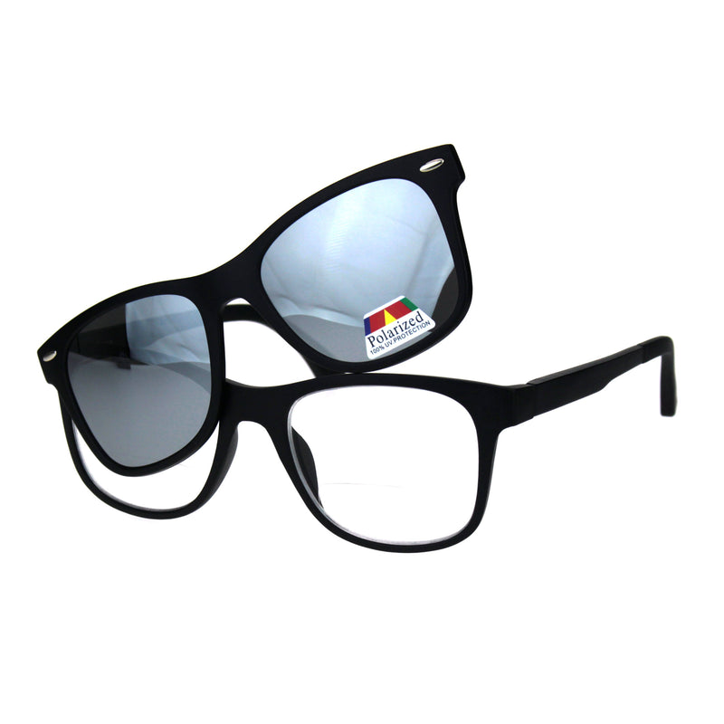 Polarized Magnetic Clip On Shade Sunglasses Bifocal Reading Glasses