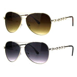 Womens Rhinestone Bling Heart Jewel Diva Metal Rim Pilot Sunglasses