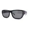 Womens Polarized Rhinestone 60mm Fit Over Rectangular OTG Fashion Sunglasses