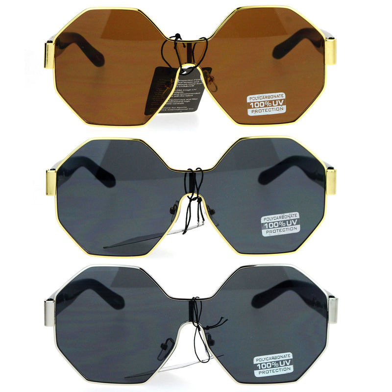 SA106 Octagonal Shield Robotic Large Futuristic Fashion Sunglasses