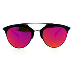 SA106 Hipster Metal Half Horn Rim Color Mirror Lens Sunglasses