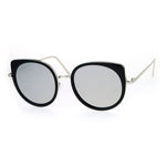 SA106 Flat Color Mirrored Round Cat Eye Womens Retro Sunglasses