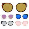 SA106 Flat Color Mirrored Round Cat Eye Womens Retro Sunglasses