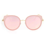 SA106 Flat Color Mirrored Round Cat Eye Womens Retro Sunglasses