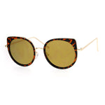 SA106 Flat Color Mirrored Round Cat Eye Womens Retro Sunglasses